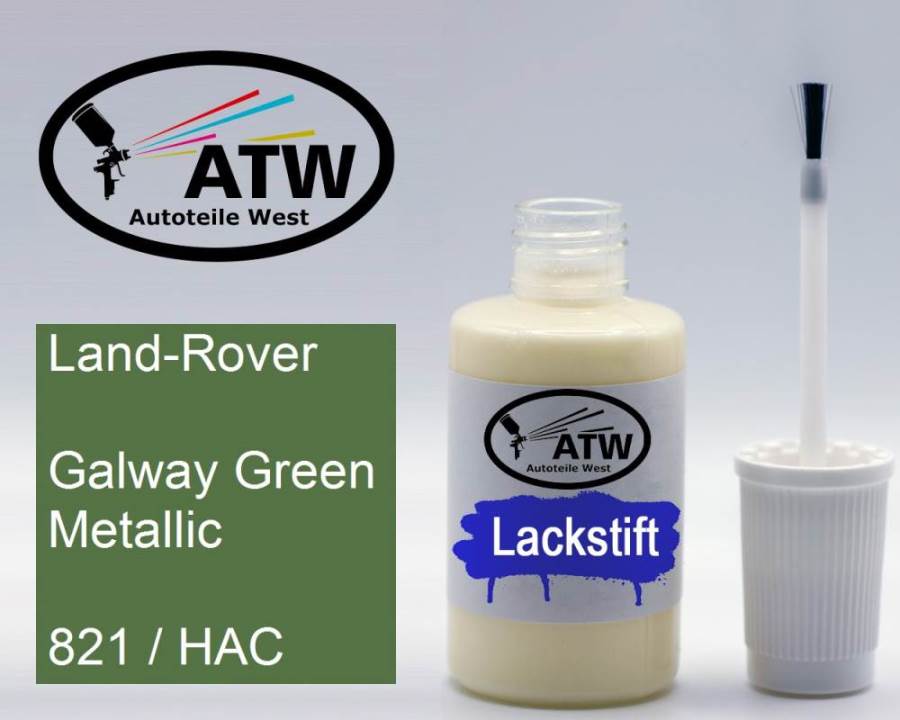 Land-Rover, Galway Green Metallic, 821 / HAC: 20ml Lackstift, von ATW Autoteile West.